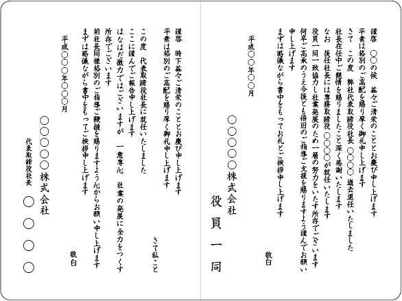 例文集 役員交代の挨拶状 3 代表者死去による